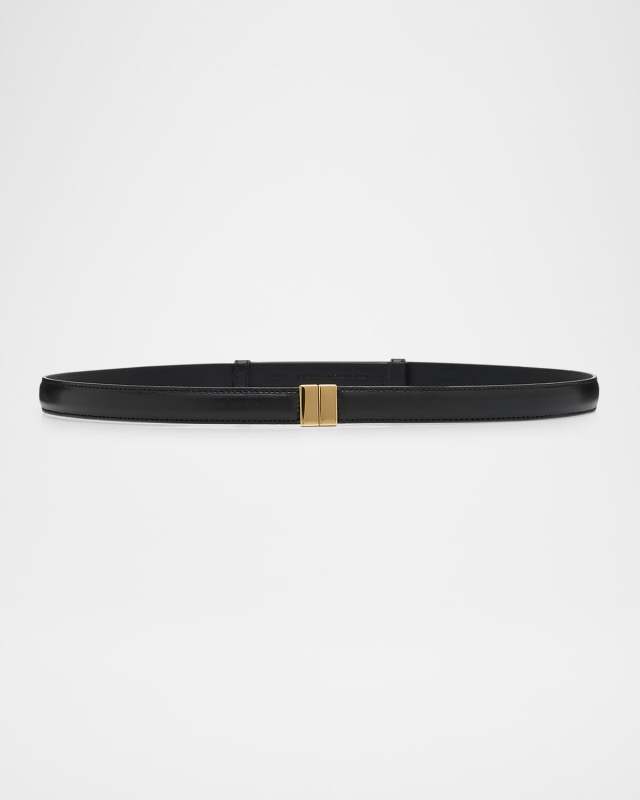 Slide Buckle Leather Skinny Belt